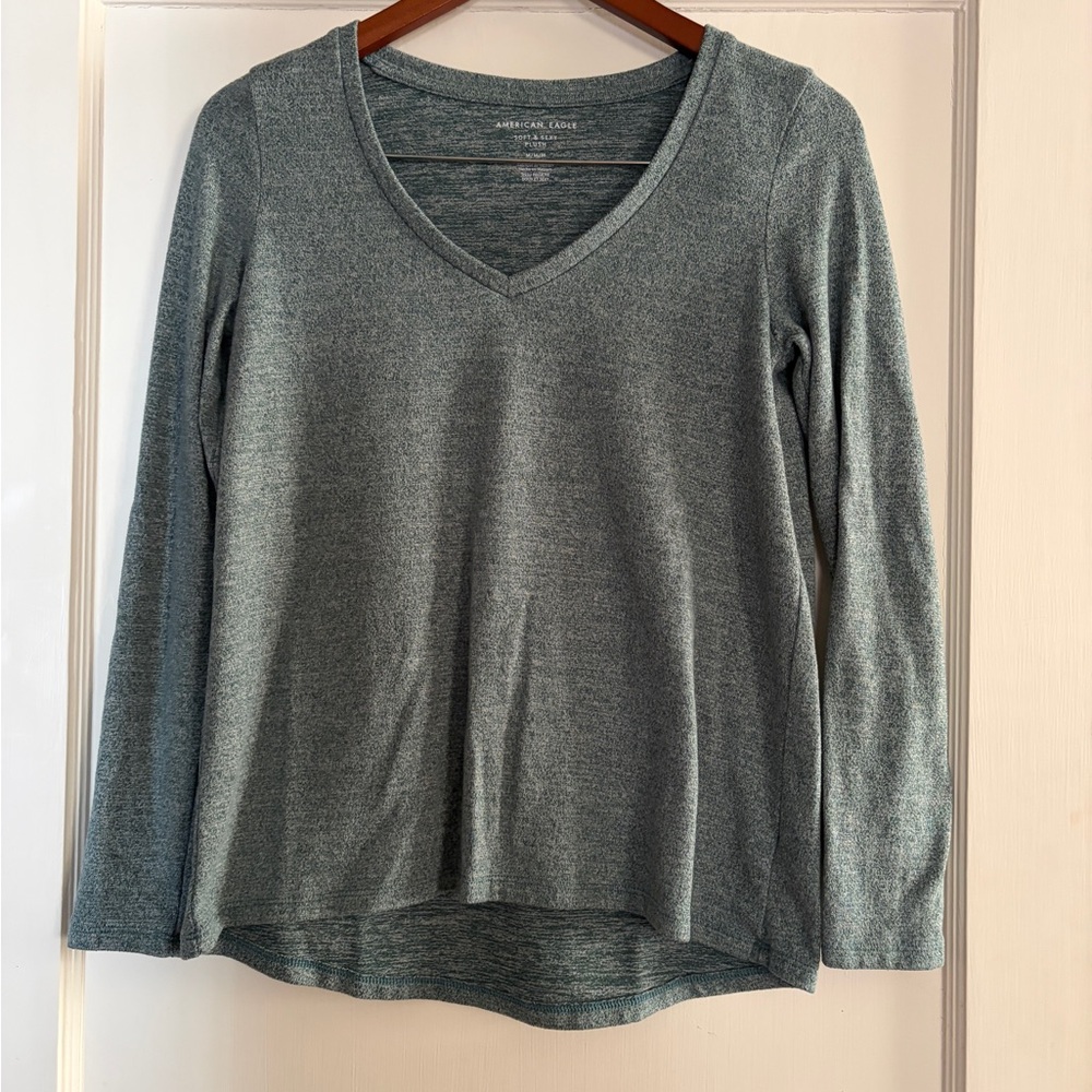 American Eagle Outfitters Green V-Neck Top
